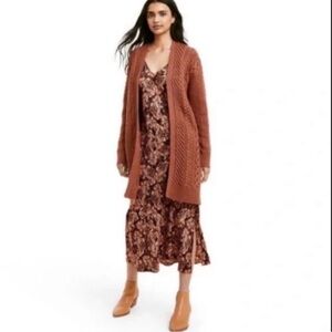 Nili Loltan Target Cable Knit Cardigan Rusty Brown Size L
